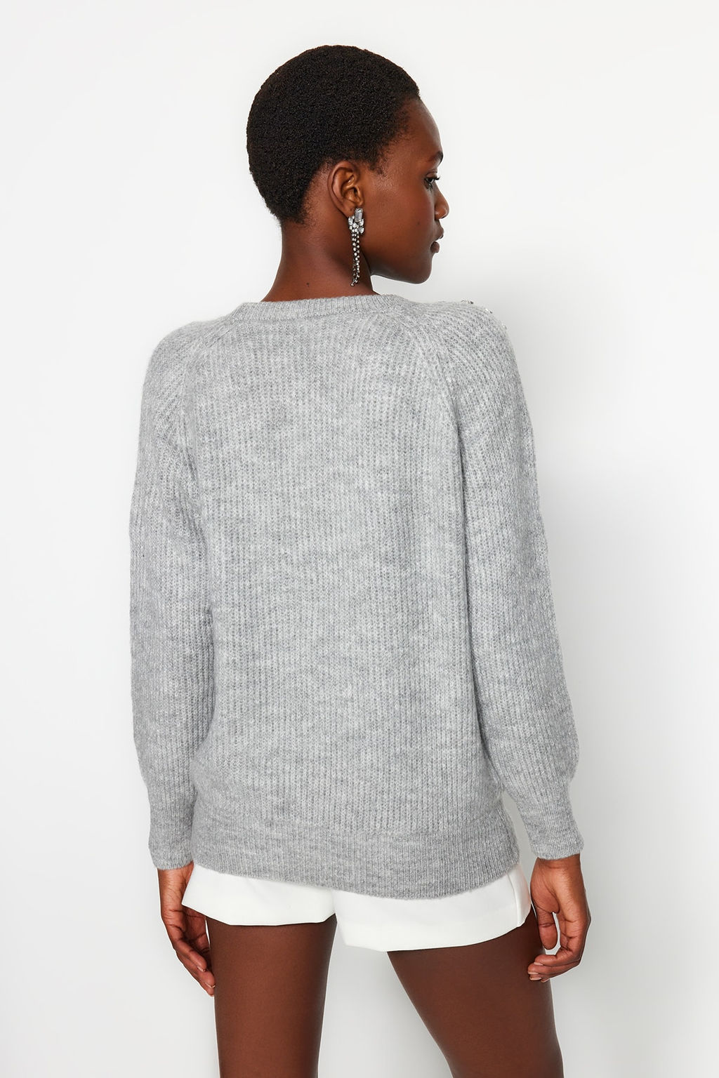 Ekru Yumusak Dokulu Mucevherli Triko Kazak TWOAW24KZ00685 - Trendyolmilla фото 19