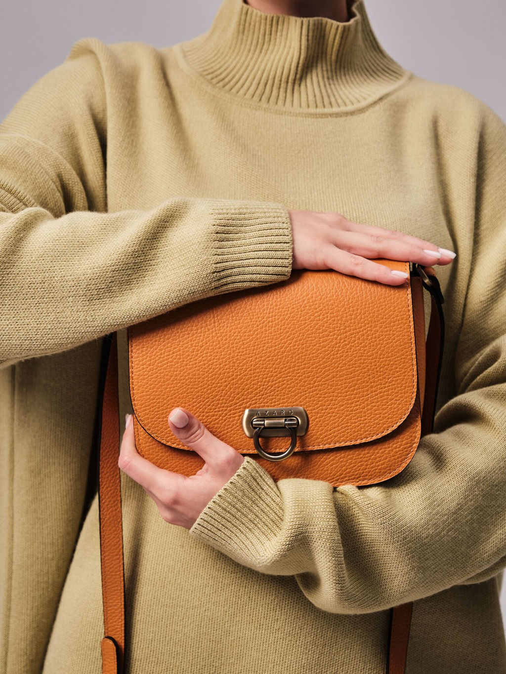 Сумка кожаная Azaro 30741 оранжевый карандаш