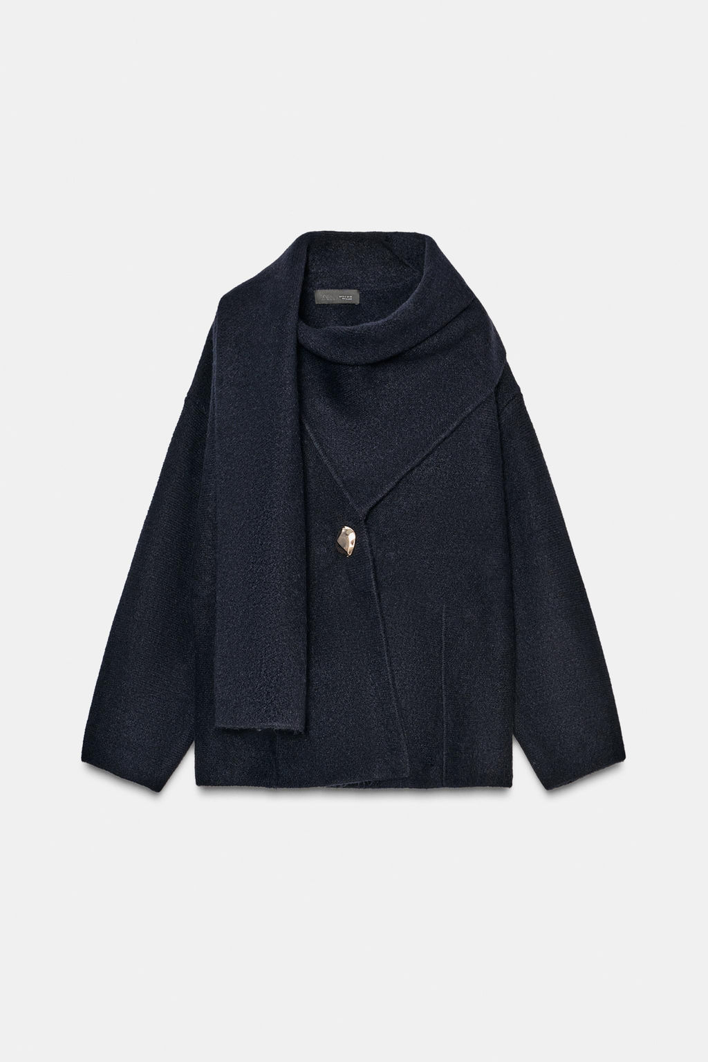 SHORT KNIT COAT WITH SCARF - Zara фото 6