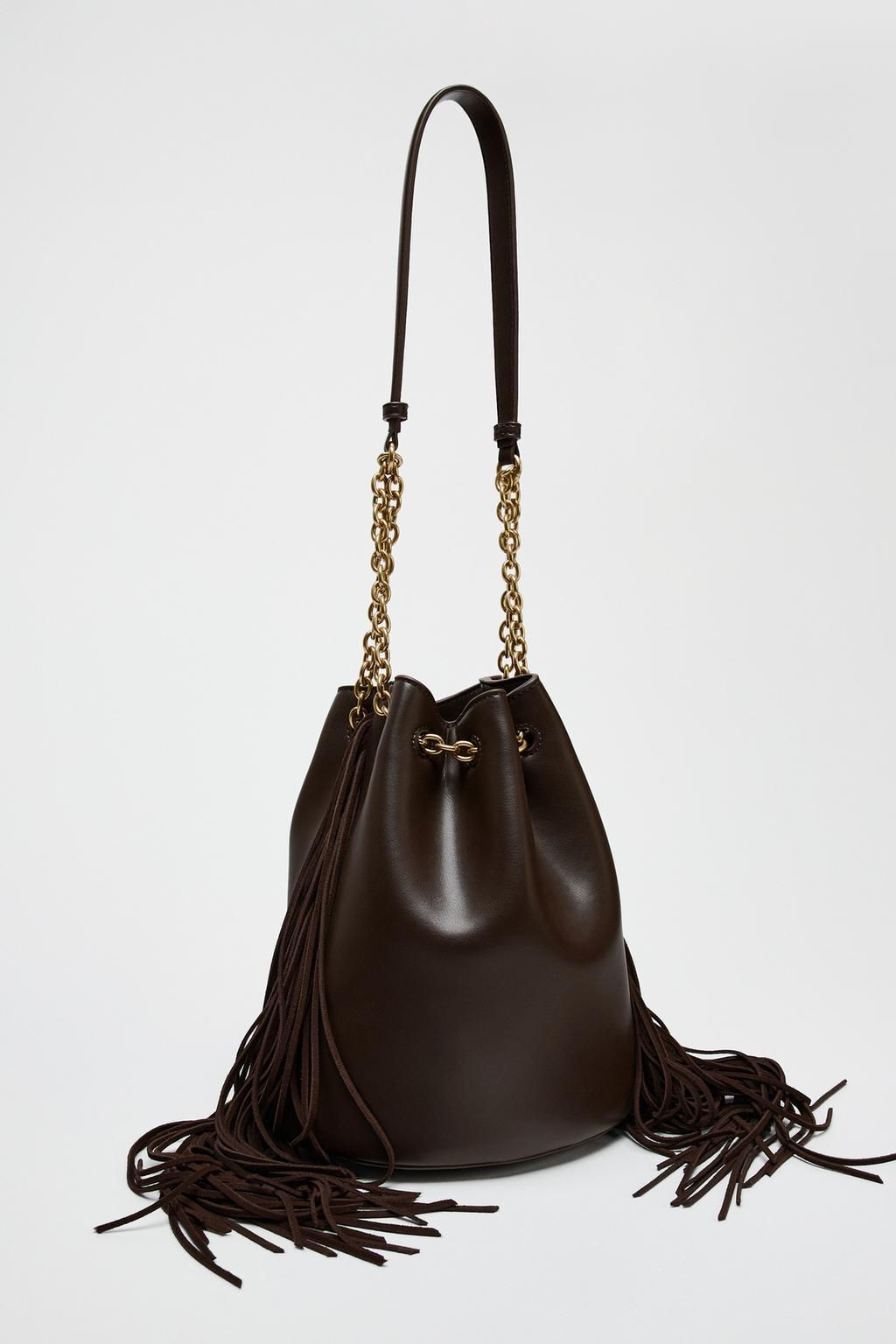 CYLINDRICAL BUCKET BAG WITH FRINGING - Zara фото 5