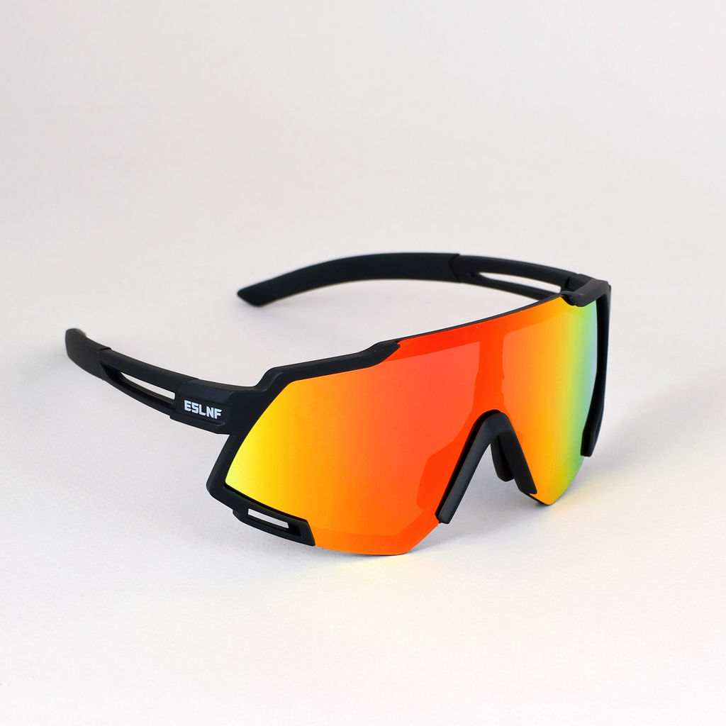 Очки спортивные солнцезащитные ESLNF. ударопрочные. Линза: HD POLARIZED-Зеркальная. Silicone переносица и боковые душки. Черный-Оранжевый /уп 50/ - ГалеонТрейд фото 3