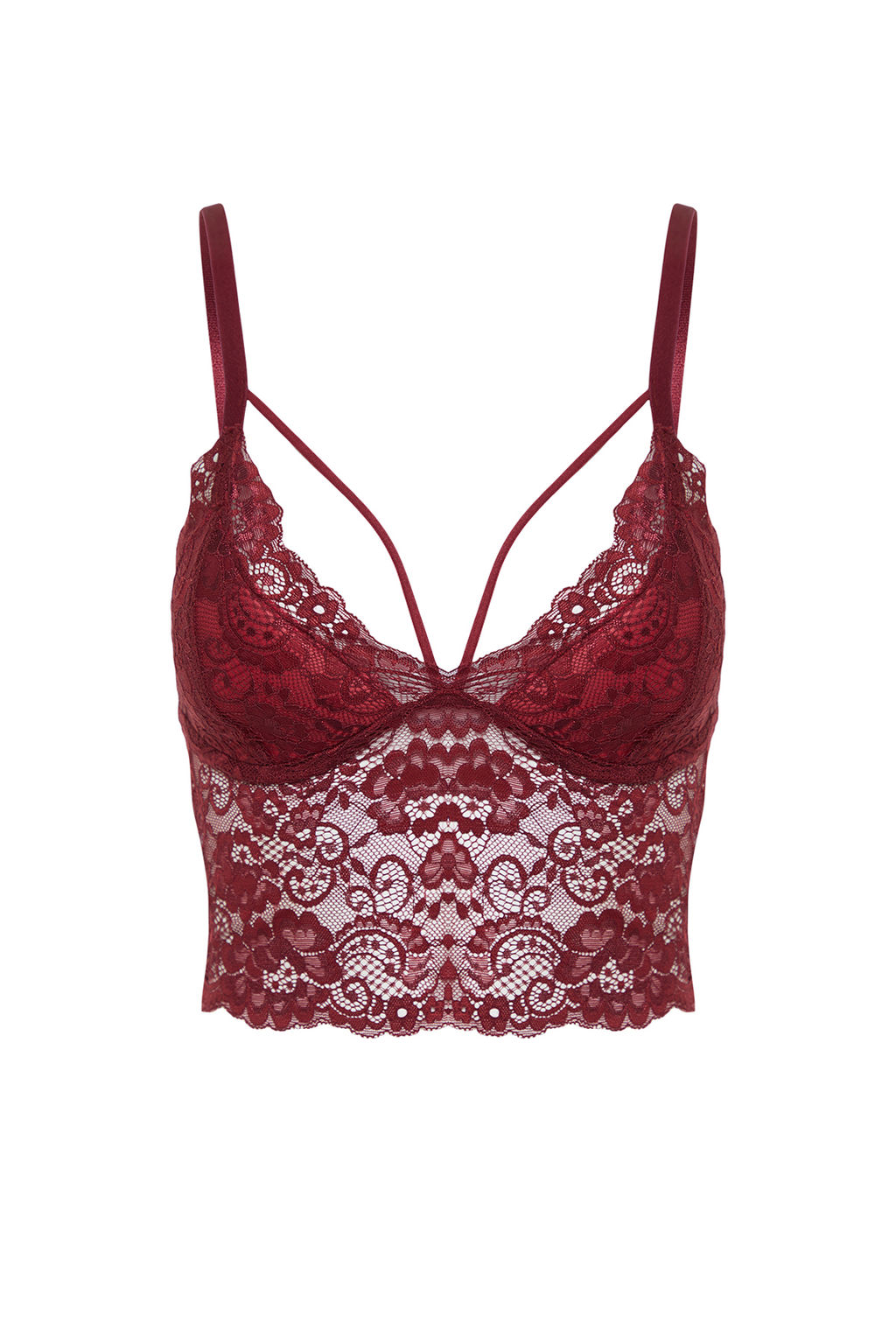 TRENDYOLMILLA Siyah Dantelli Biye Detayl? Dolgusuz Balensiz Ip Ask?l? Ucgen Orme Bustiyer Sutyen THMAW21SU0050  фото 16