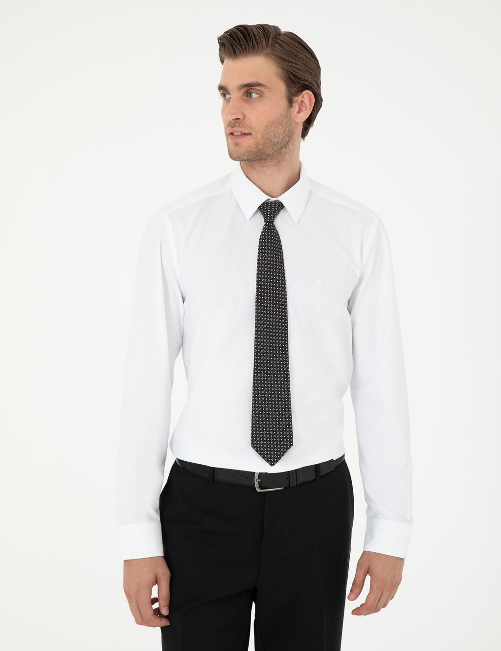 Beyaz Slim Fit Uzun Kollu Basic G_mlek