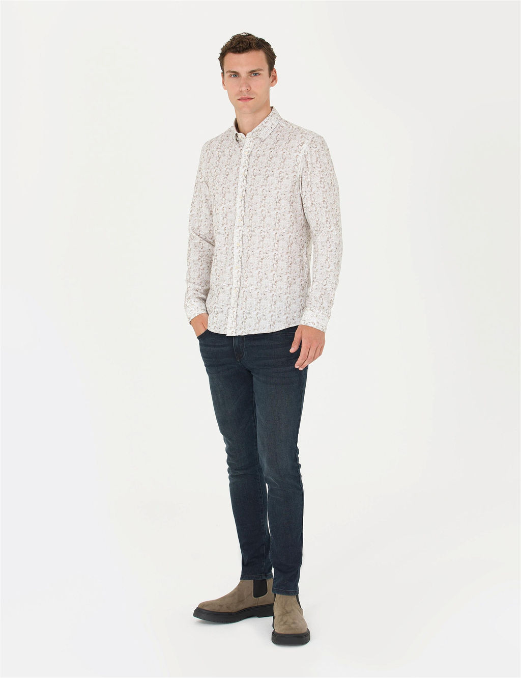 Haki Slim Fit Uzun Kollu G_mlek - Pierre cardin фото 4