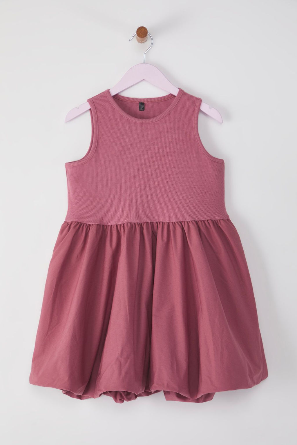 Gul Kurusu K?z Cocuk Pamuklu Basic Kolsuz Balon Etekli Mini Bayraml?k Orme Elbise TKDSS25EL00067