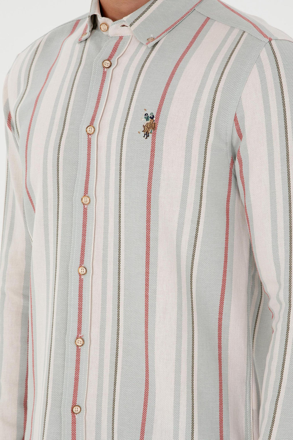 Мужская мятная рубашка с длинным рукавом Неожиданная скидка в корзине