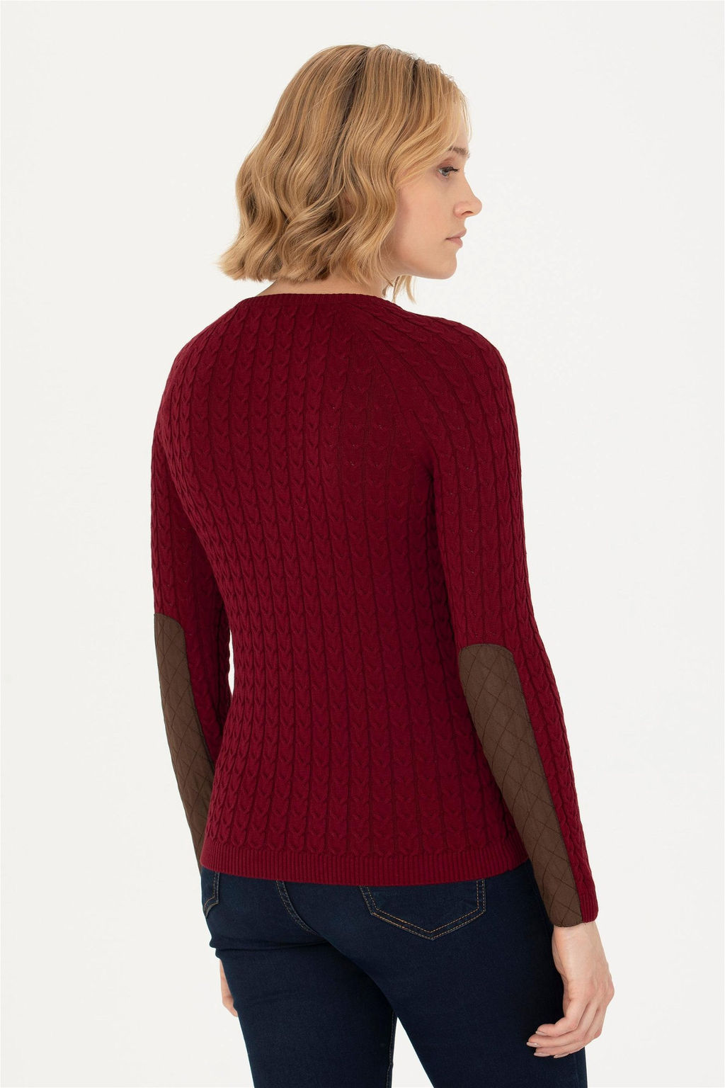 Женский бордово-красный базовый свитер с круглым вырезом Неожиданная скидка в корзине - U.s. polo assn фото 5