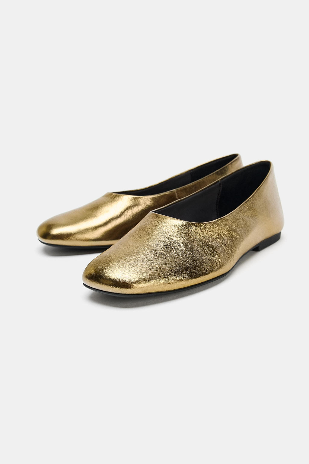 LAMINATED LEATHER BALLERINAS - Zara фото 5