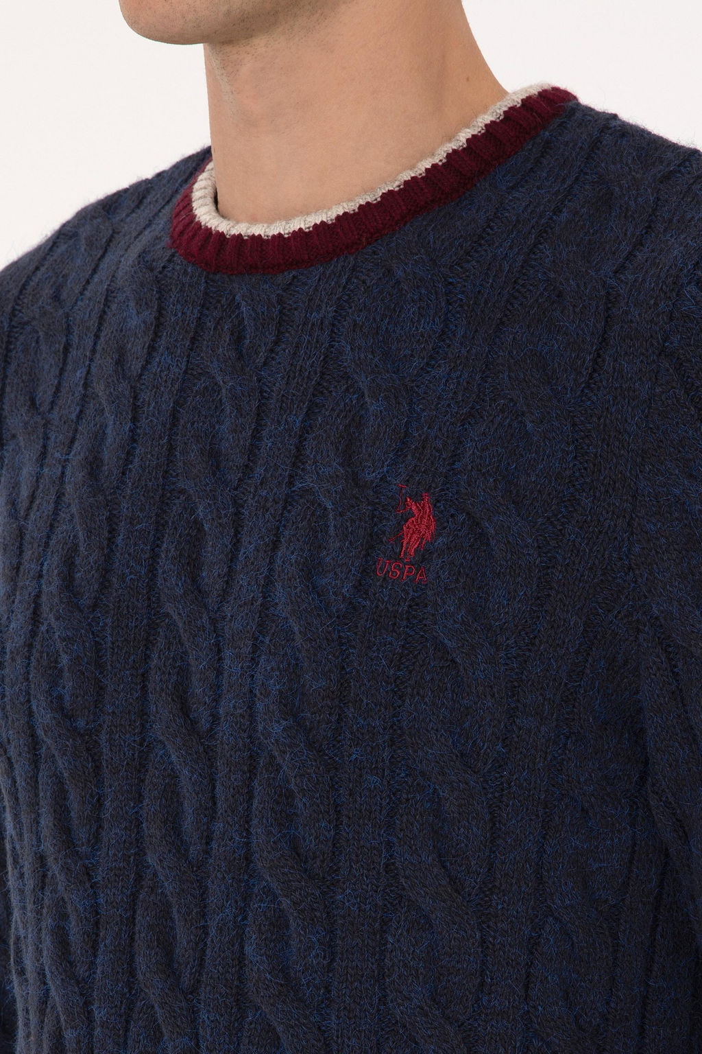 Erkek Lacivert Regular Fit Bisiklet Yaka Kazak