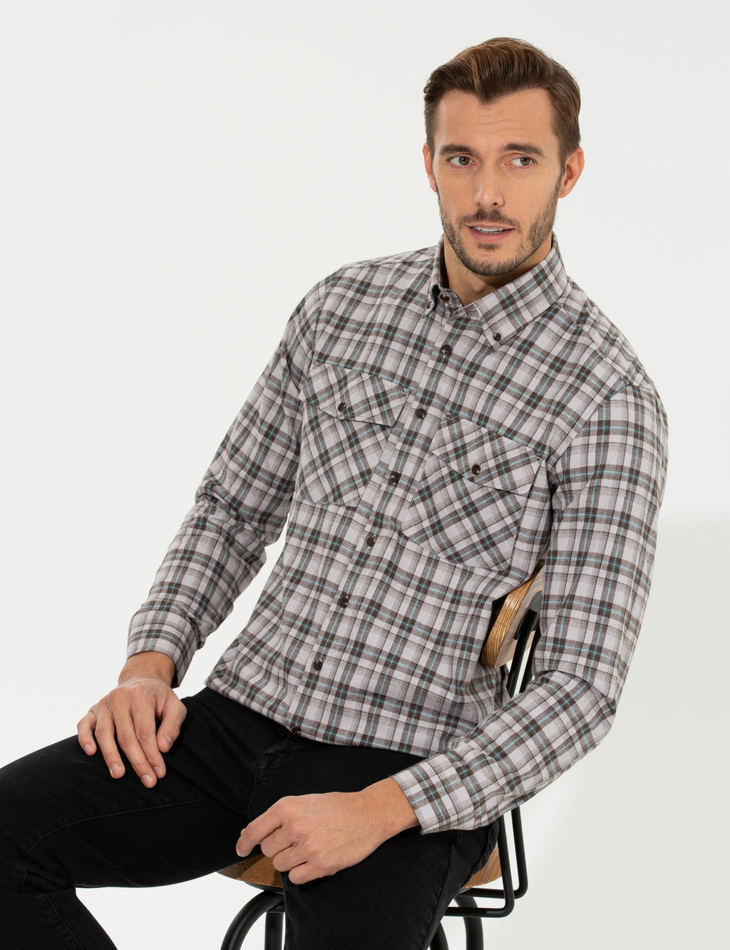 A__k Kahverengi Regular Fit Uzun Kollu G_mlek