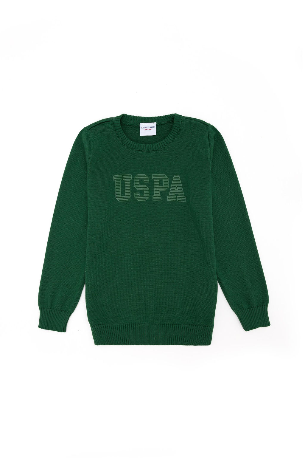 U. S. Polo Assn Зеленый трикотажный свитер с круглым вырезом для мальчика