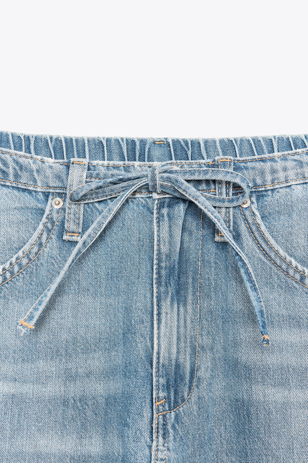 DRAWSTRING FLOWING TRF DENIM TROUSERS - Zara фото 5