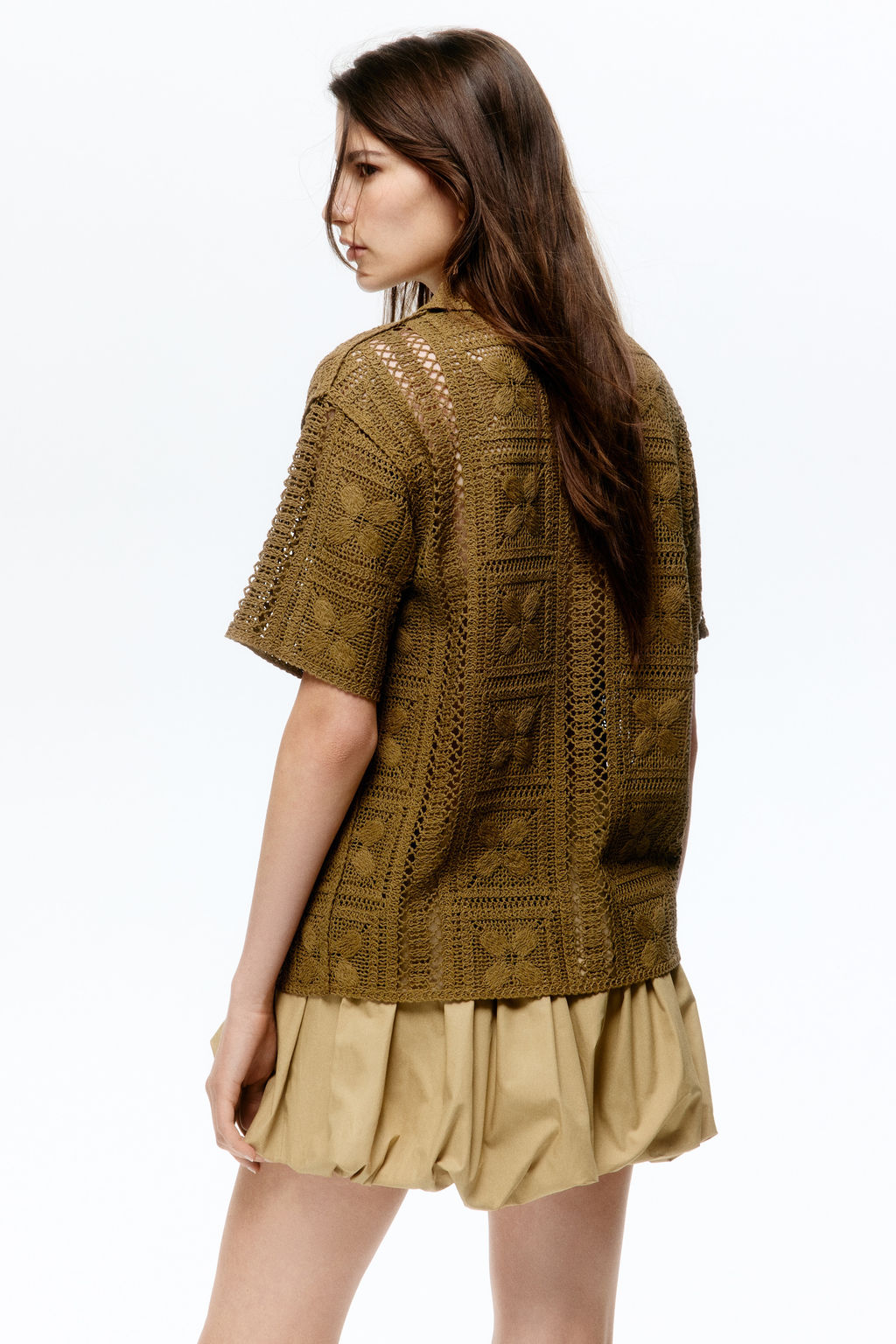 Camisa efecto crochet en mezcla de seda - H&m фото 3