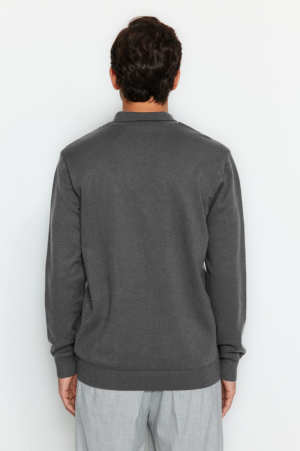 Antrasit Regular Polo Yaka Duz Kazak TMNAW24KZ00067