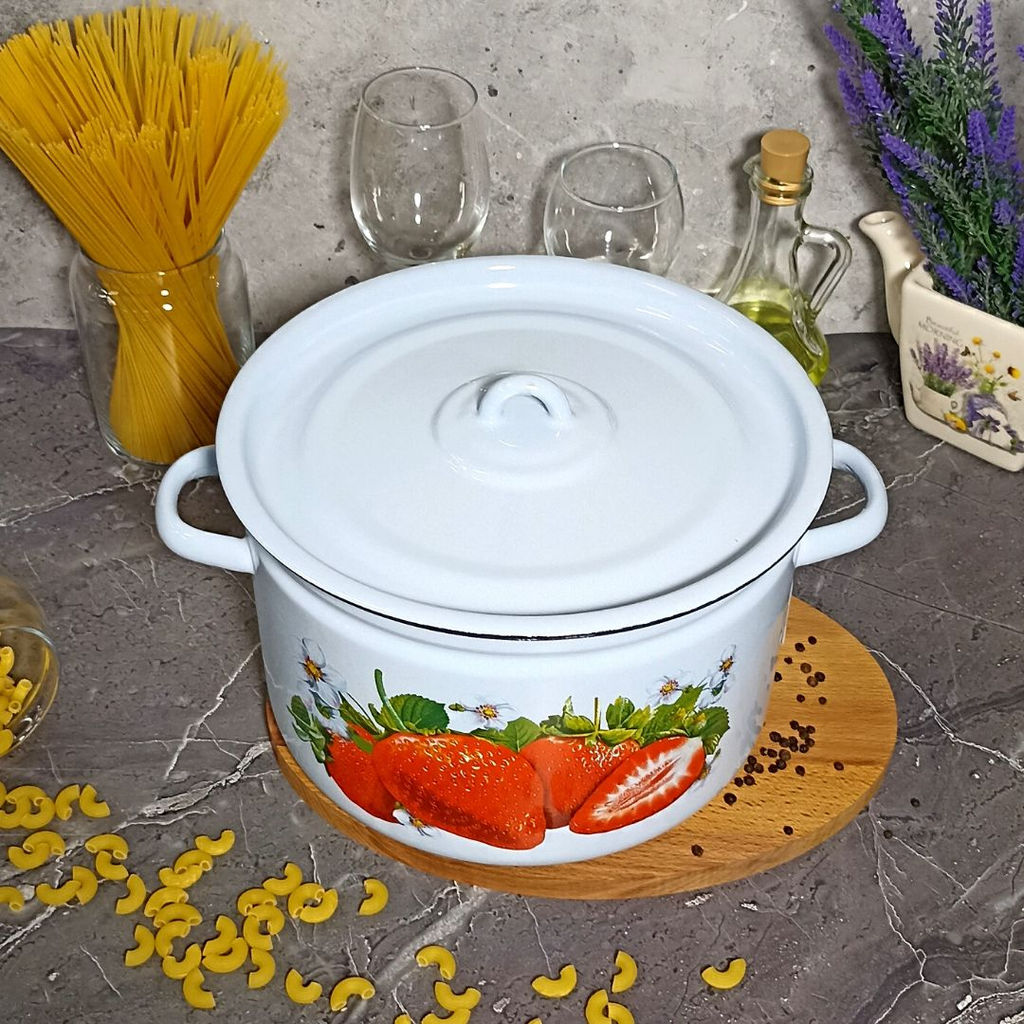 Кастрюля 7.0л 1с18с сер-гол. Клубника садовая