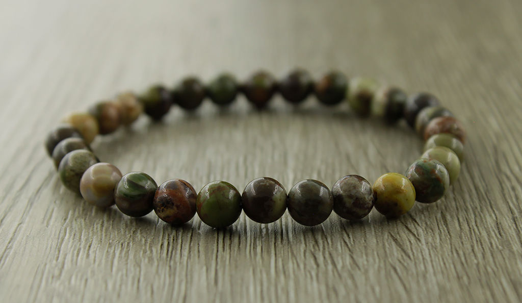 Яшма пейзажная (Урал) 6мм, браслет "Классика" длина 17см