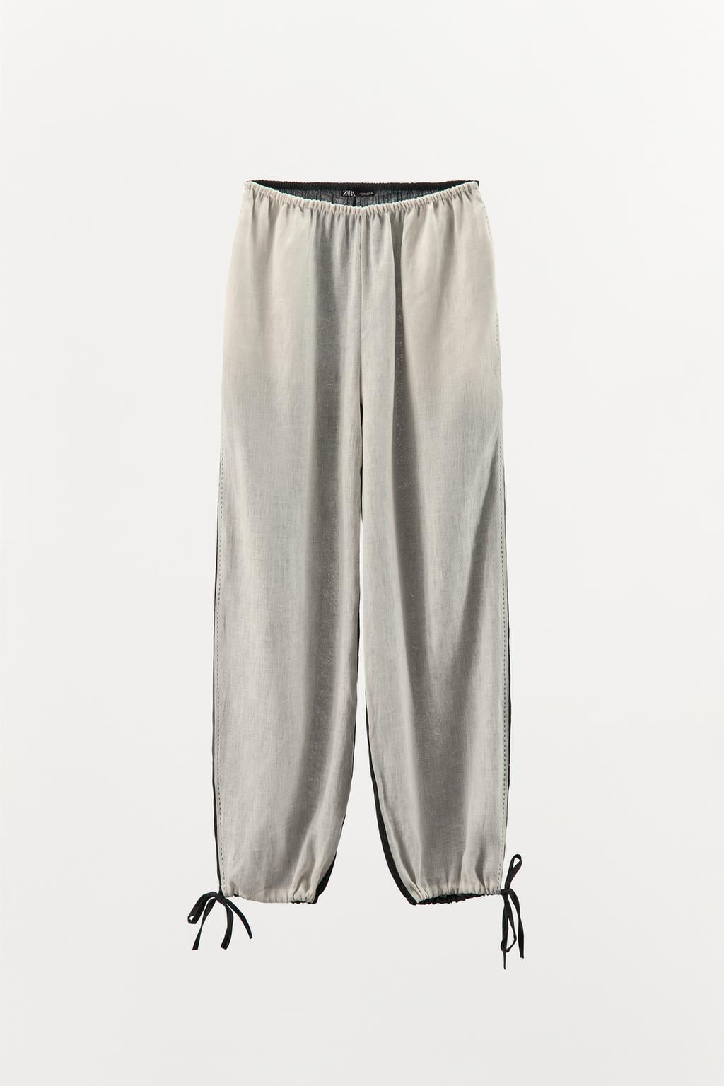 CONTRAST LINEN TROUSERS - Zara фото 9