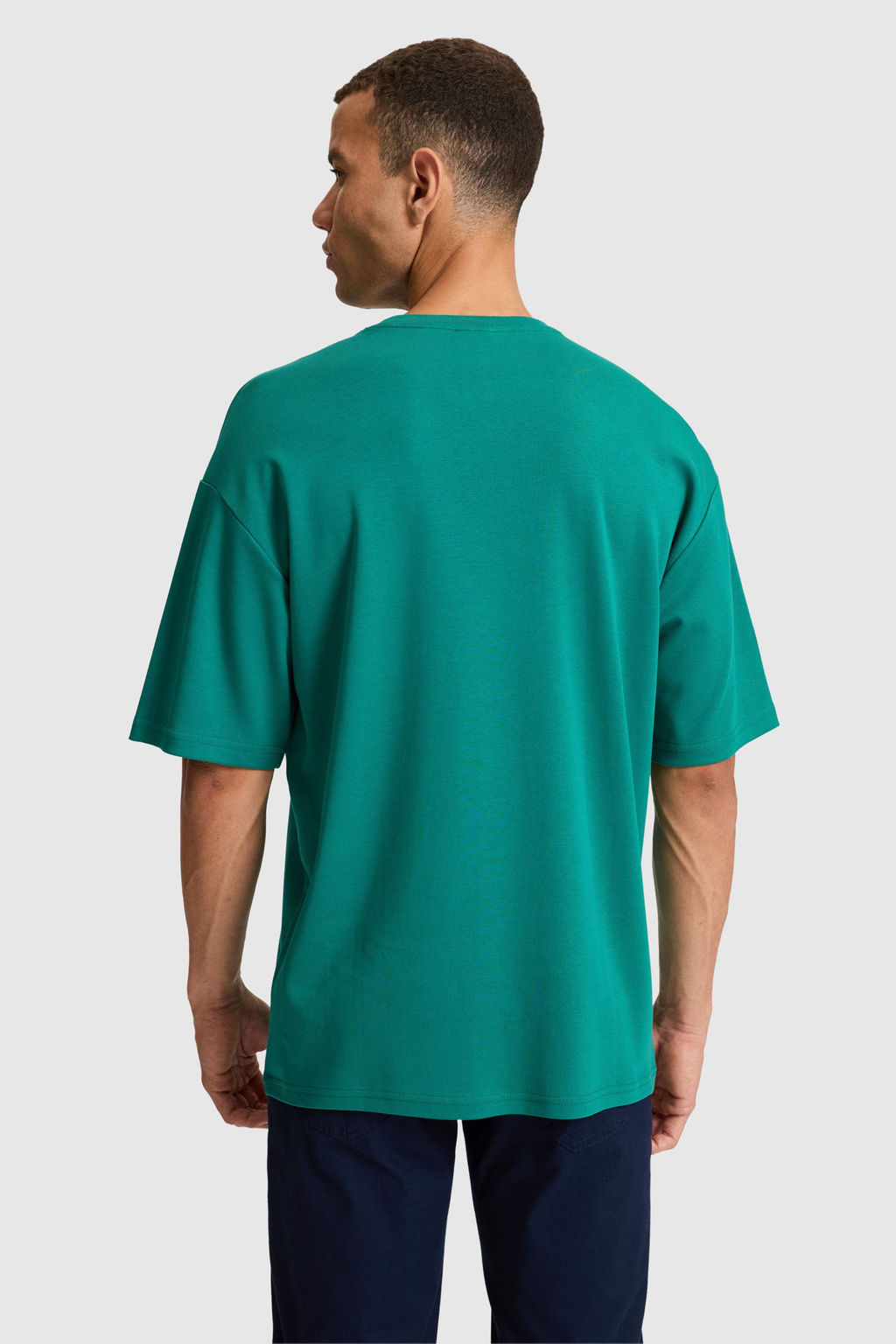 Erkek Koyu Ye_il Comfort Fit Bisiklet Yaka Ti__rt