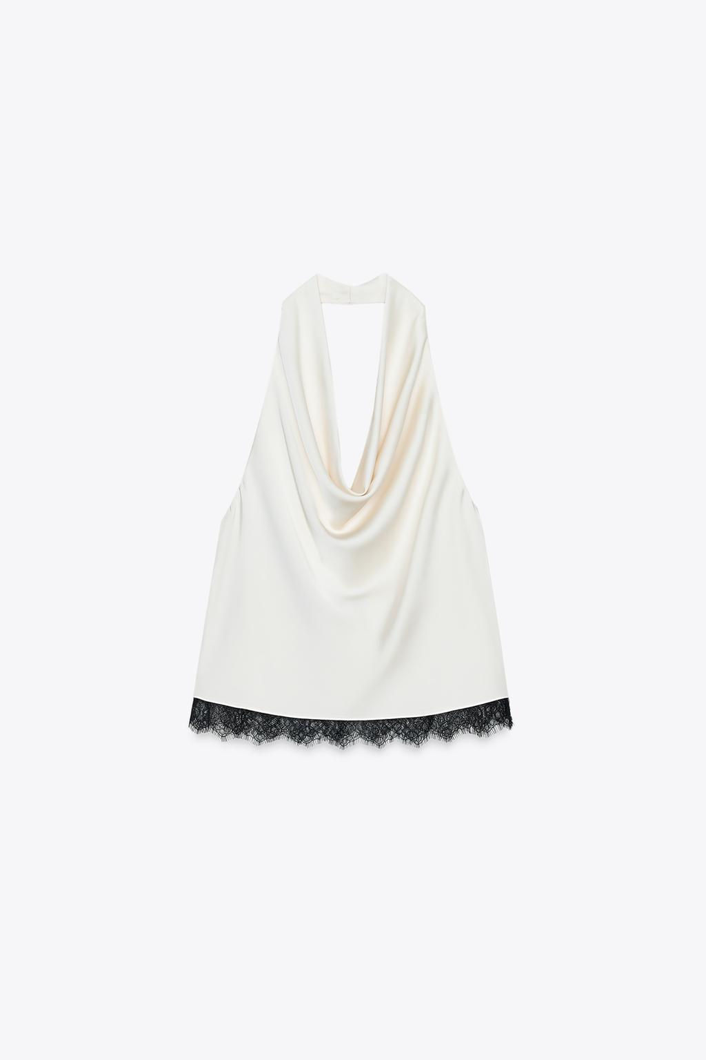 SATIN HALTER TOP WITH LACE - Zara фото 3