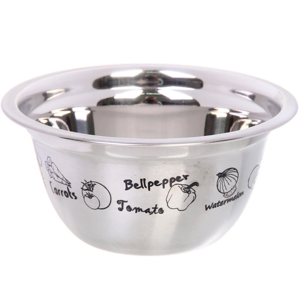 Цена за 2 шт. Миска из нержавеющей стали 0,8л 16*7,5см с рисунком