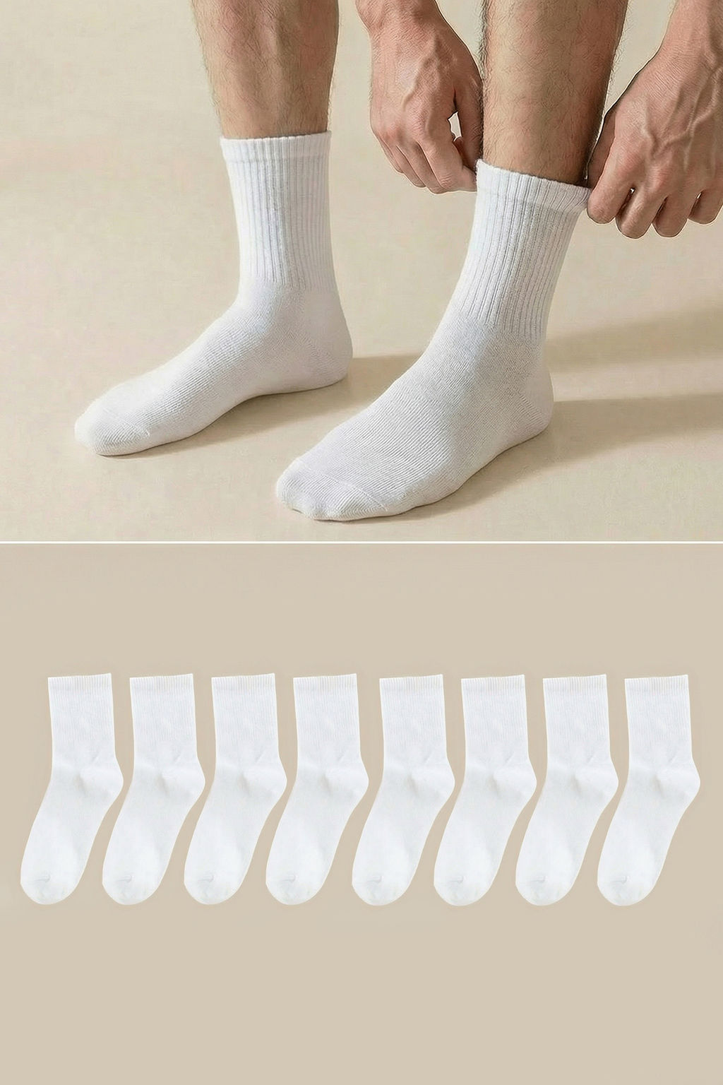 TRENDYOL MAN Beyaz Unisex 8li Pamuklu Kolej-Tenis-Orta Boy Erkek Corap TMNAW25CO00026 - Trendyolmilla фото 3