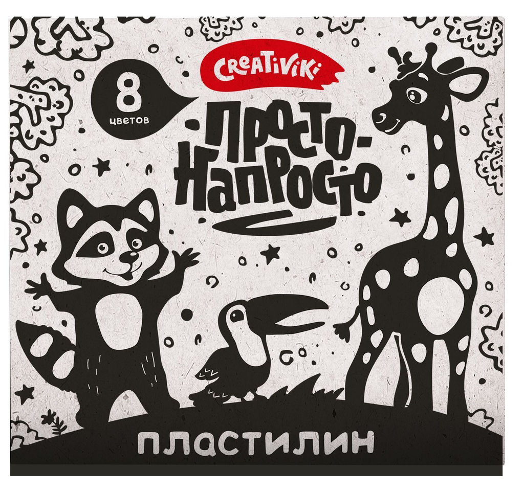 Цена за 2 шт. Пластилин Creativiki ПРОСТО-НАПРОСТО 8 цветов 96 г ассорти