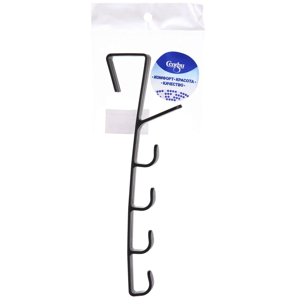 Цена за 12 шт. Вешалка надверная на 6 крючков "ПЕРФЕКТХАУС", цвет черный, 27см ( Селфи)