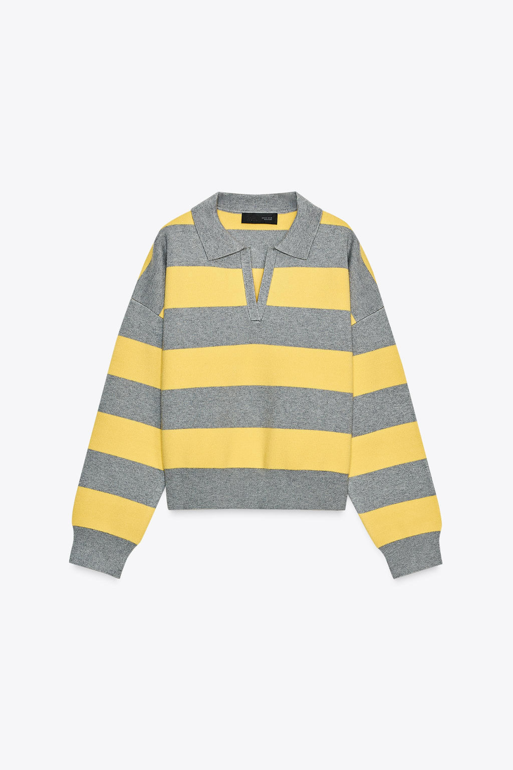 STRIPED KNIT POLO COLLAR SWEATER