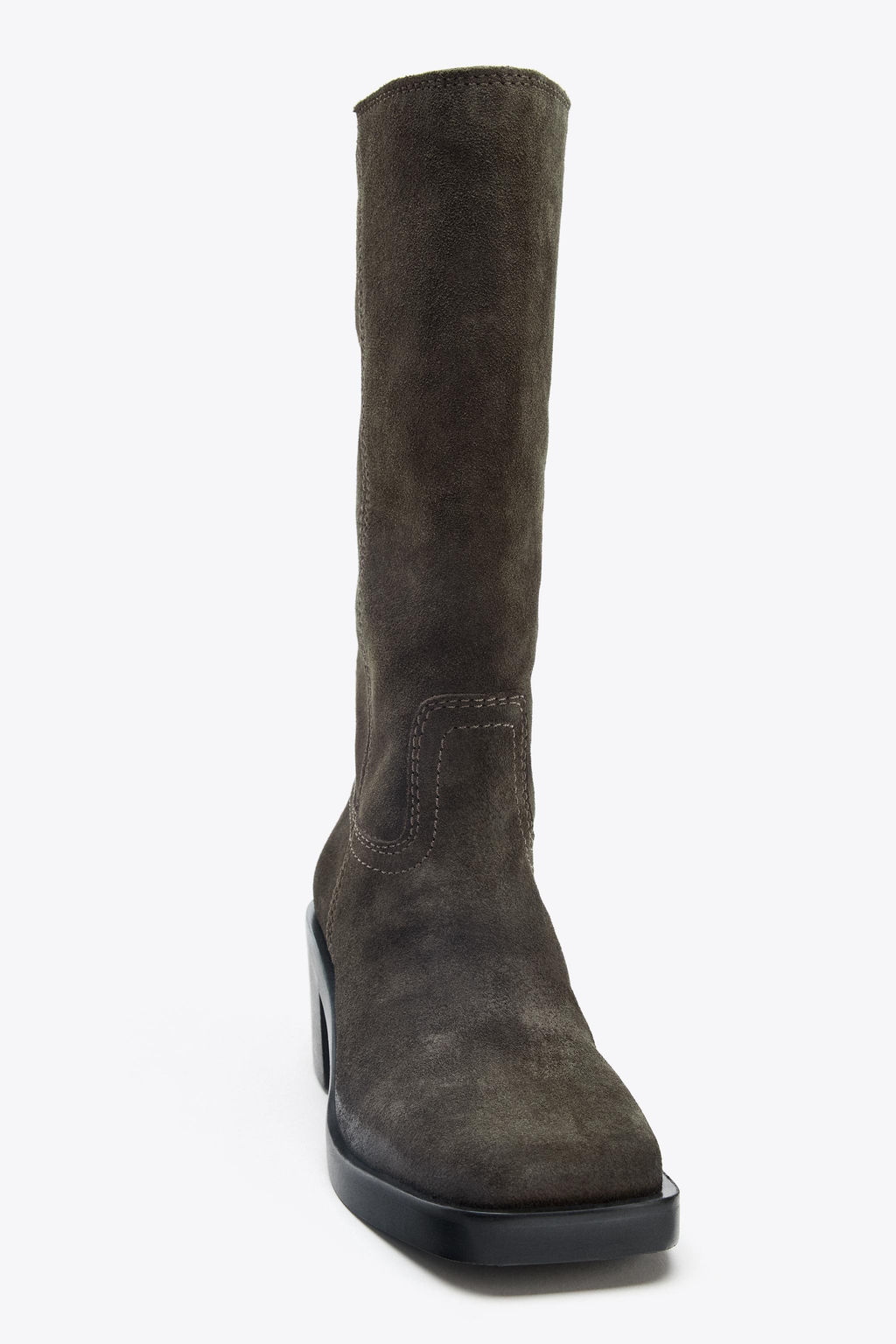 SPLIT SUEDE CONTRAST STITCH BOOTS - Zara фото 4