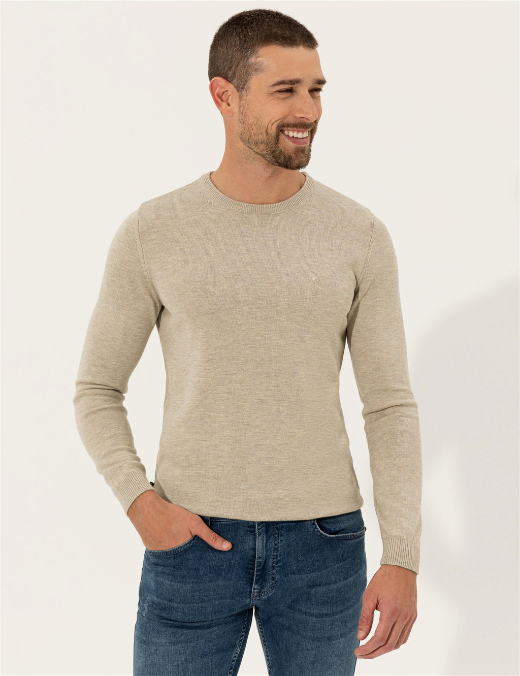 Kum Melanj Slim Fit Bisiklet Yaka Basic Triko Kazak - Pierre cardin фото 3