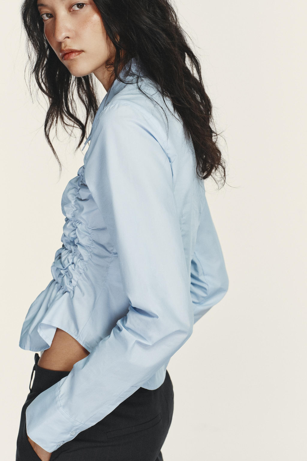 POPLIN SHIRT WITH ELASTIC GATHERING - Zara фото 4