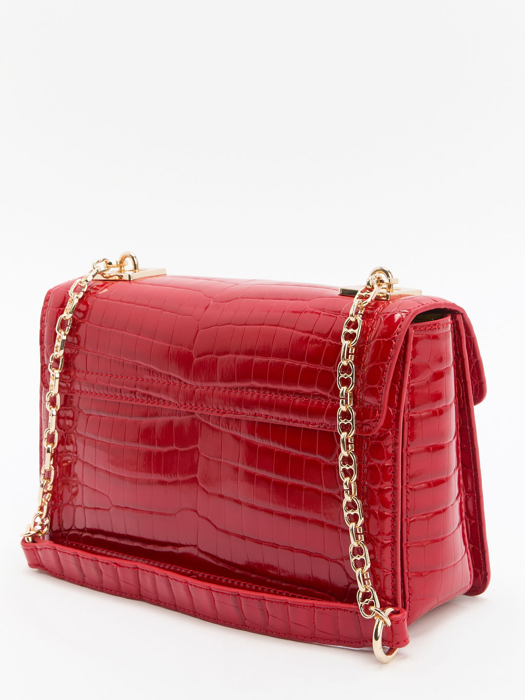 Женская сумка на плечо LOVE MOSCHINO CHAIN DETAIL CROCO Артикул 4192175, рубиновый  фото 4