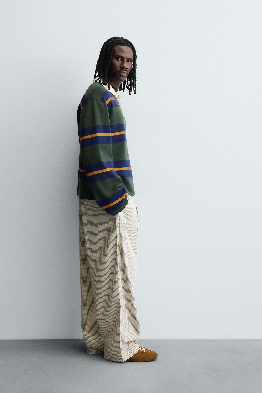 STRIPED KNIT POLO SHIRT WITH CONTRAST COLLAR - Zara фото 4