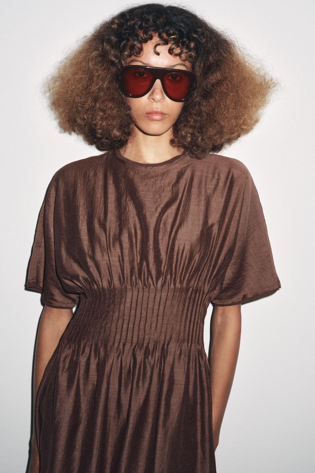 PLEATED WAIST KNIT DRESS WITH MATCHING DETAIL - Zara фото 2