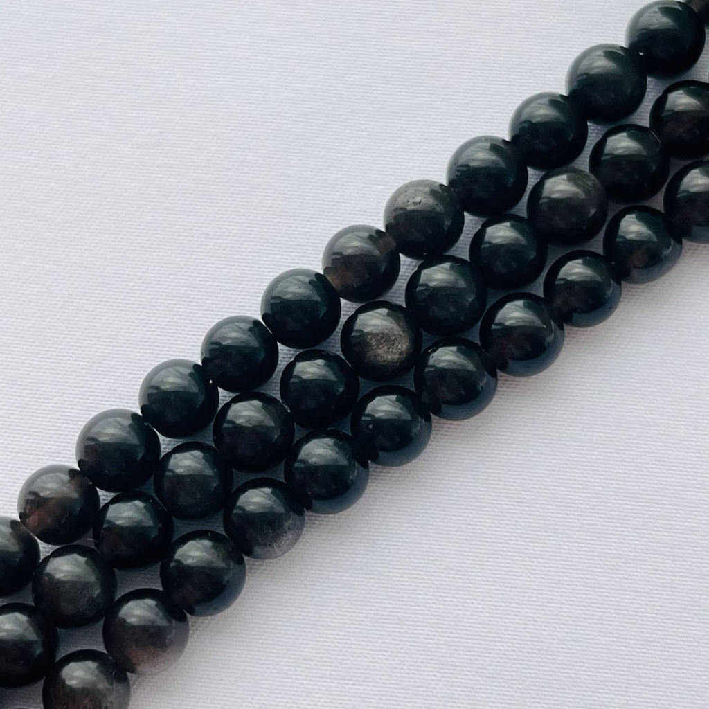 Бусины для украшений из серебристого Обсидиана 38 см