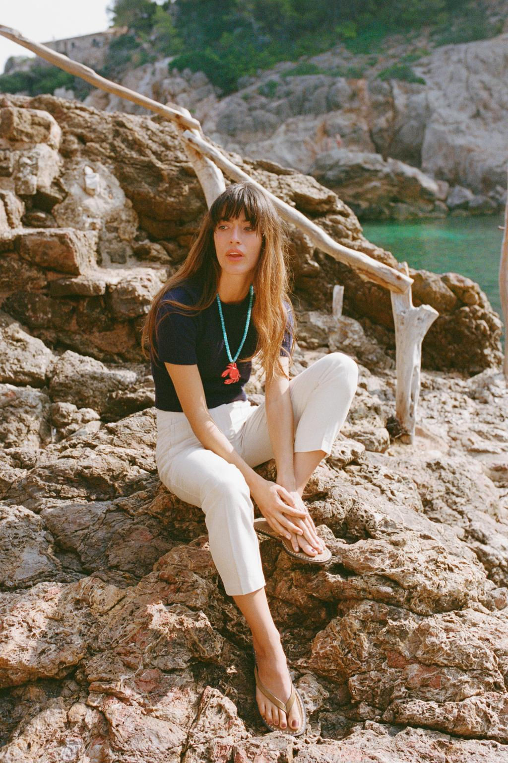BASIC PLAIN KNIT SHORT SLEEVE TOP