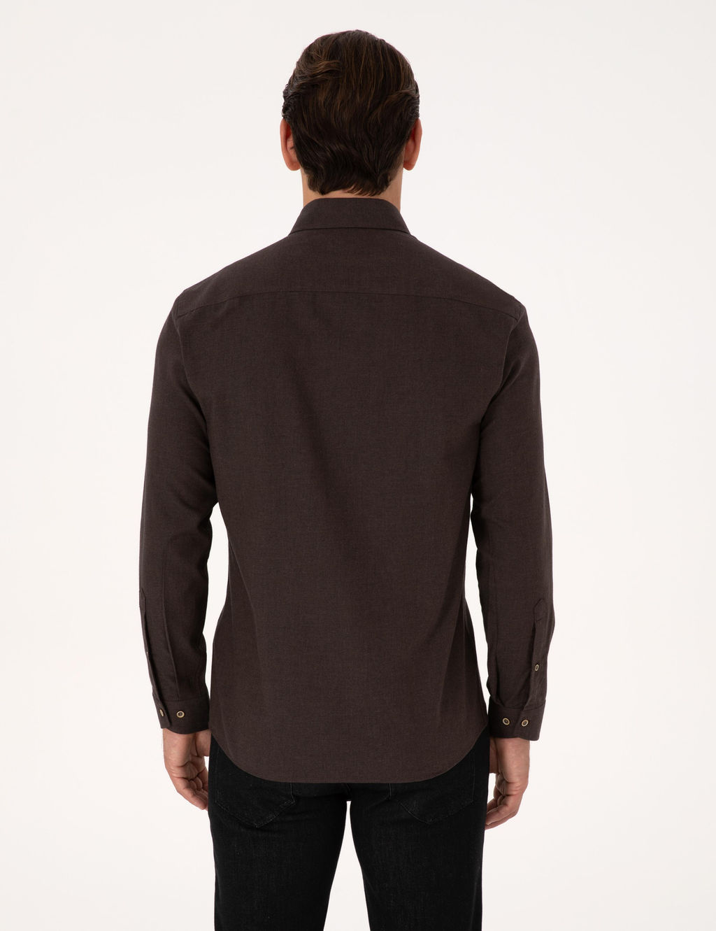 Koyu Kahverengi Slim Fit %100 Pamuk Yakas_ D__meli Flanel G_mlek - Cacharel фото 5