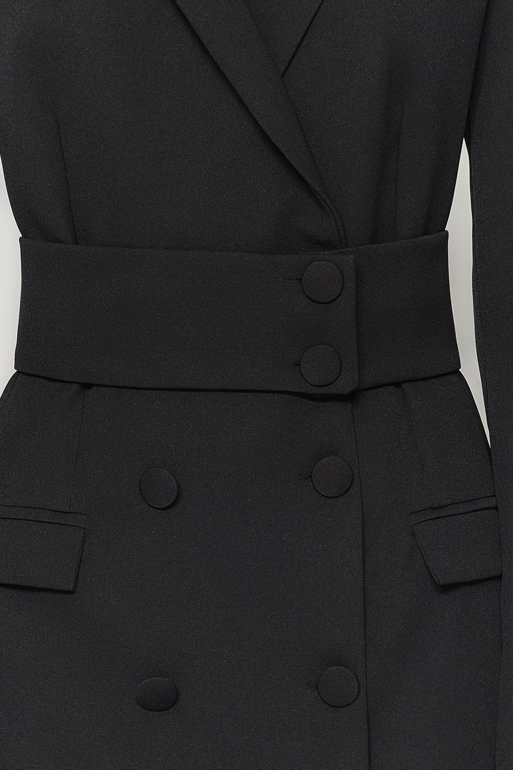 Trendyolmilla K?rm?z? Kemerli Dugme Detayl? Mini Ceket Dokuma Elbise TWOAW24EL00497 фото 21