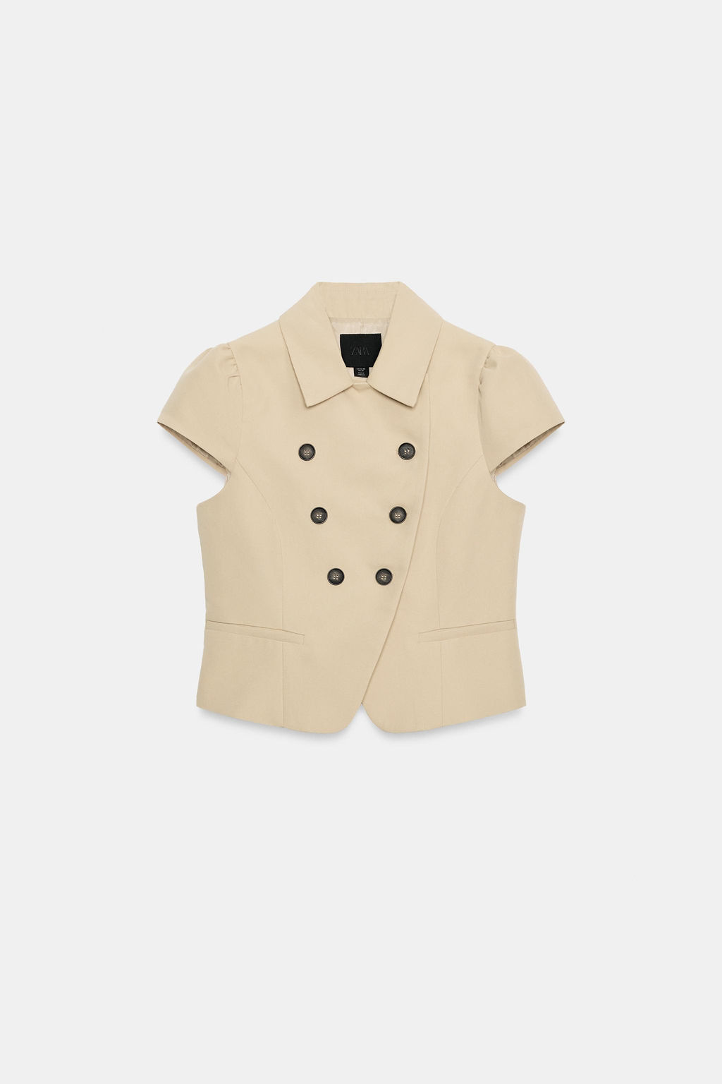 CHAQUETA MANGA CORTA DOBLE BOTONADURA / Tostado - Zara фото 4