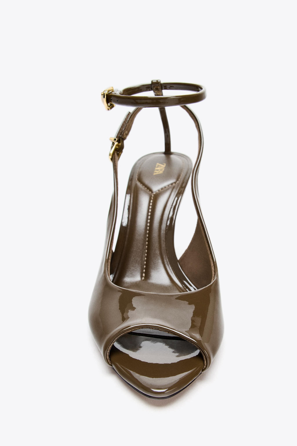 FAUX PATENT OPEN-TOE SLINGBACK HEELS - Zara фото 4