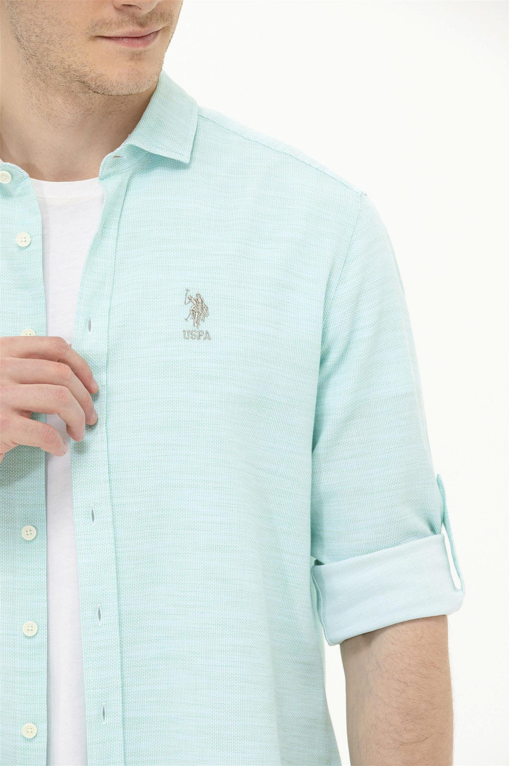 Мужская мятная рубашка с длинным рукавом - U.s. polo assn фото 14