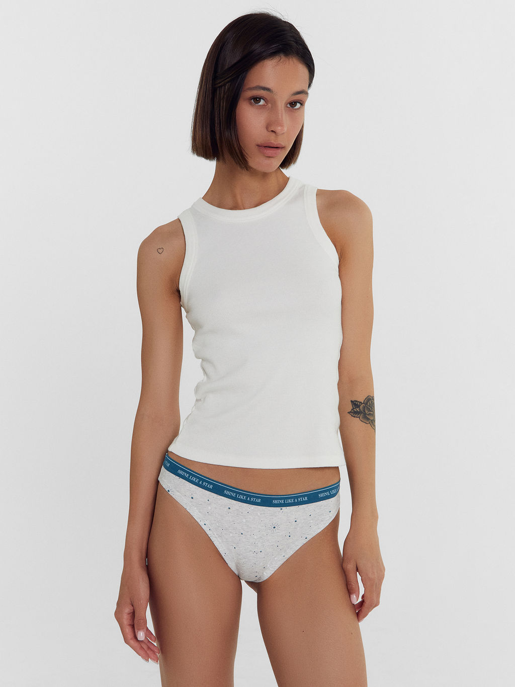 Цена за 2 штуки! Трусы женские слипы мультипак (3 шт.) серые со звездочками - Mark formelle фото 3