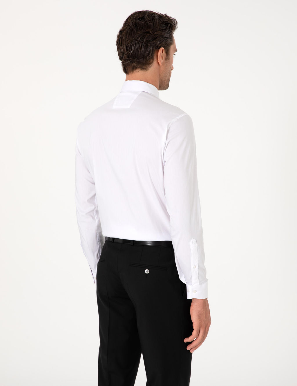Beyaz Slim Fit Pamuk Kar___ml_ Klasik Yaka Basic G_mlek - Cacharel фото 5