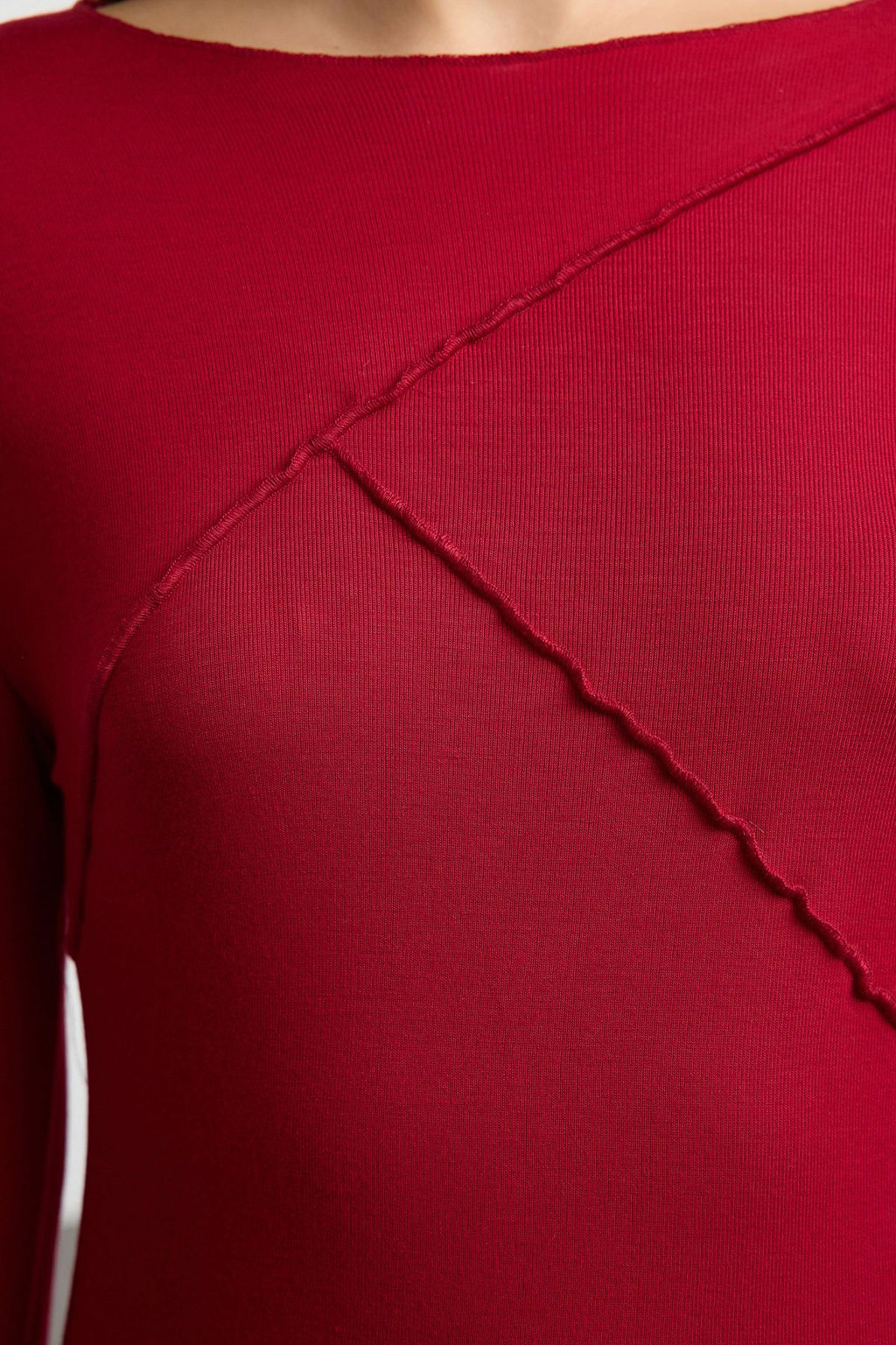 Bordo Nervur Detayl? Fitted/Vucuda Oturan Ispanyol Kol Orme Bluz TWOAW25BZ00244