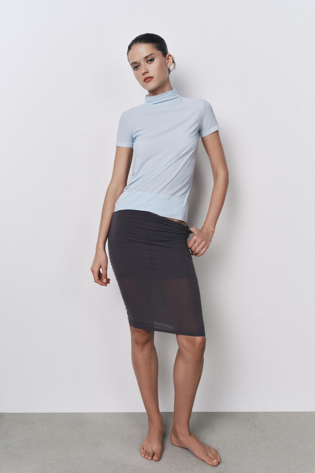 HIGH NECK TOP WITH POLYAMIDE - Zara фото 5