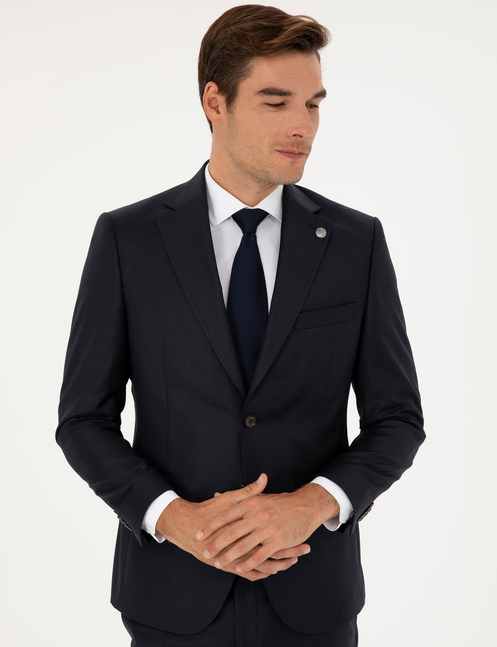 Lacivert Slim Fit Tak_m Elbise