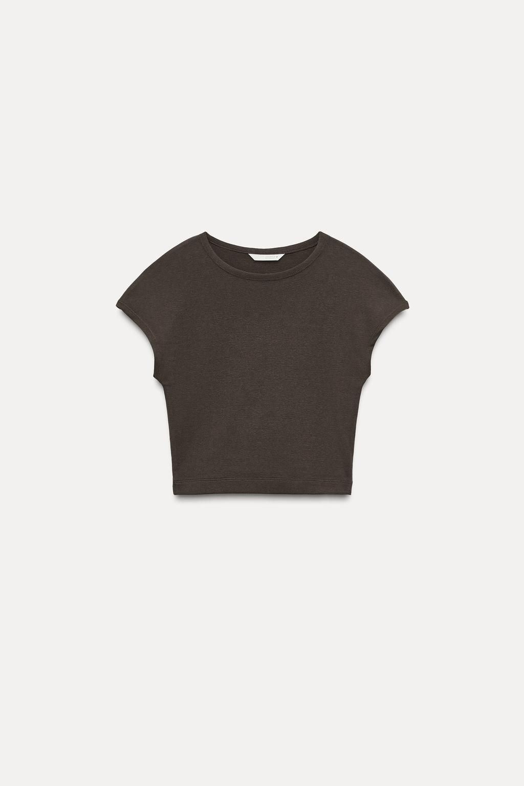 COTTON MODAL CROPPED T-SHIRT - Zara фото 17