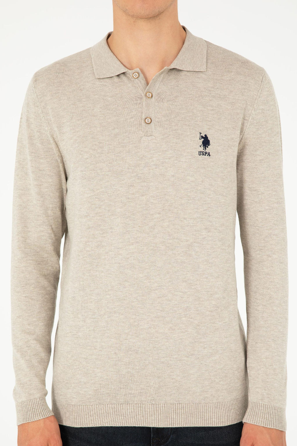 Erkek Slim Fit Polo Yaka Ta_ Melanj Basic Kazak