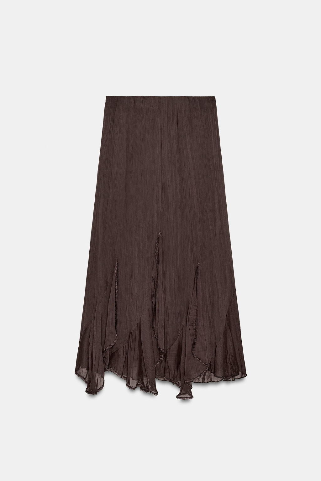 FALDA MIDI VOLANTES ENCAJE / Marr?n - Zara фото 6