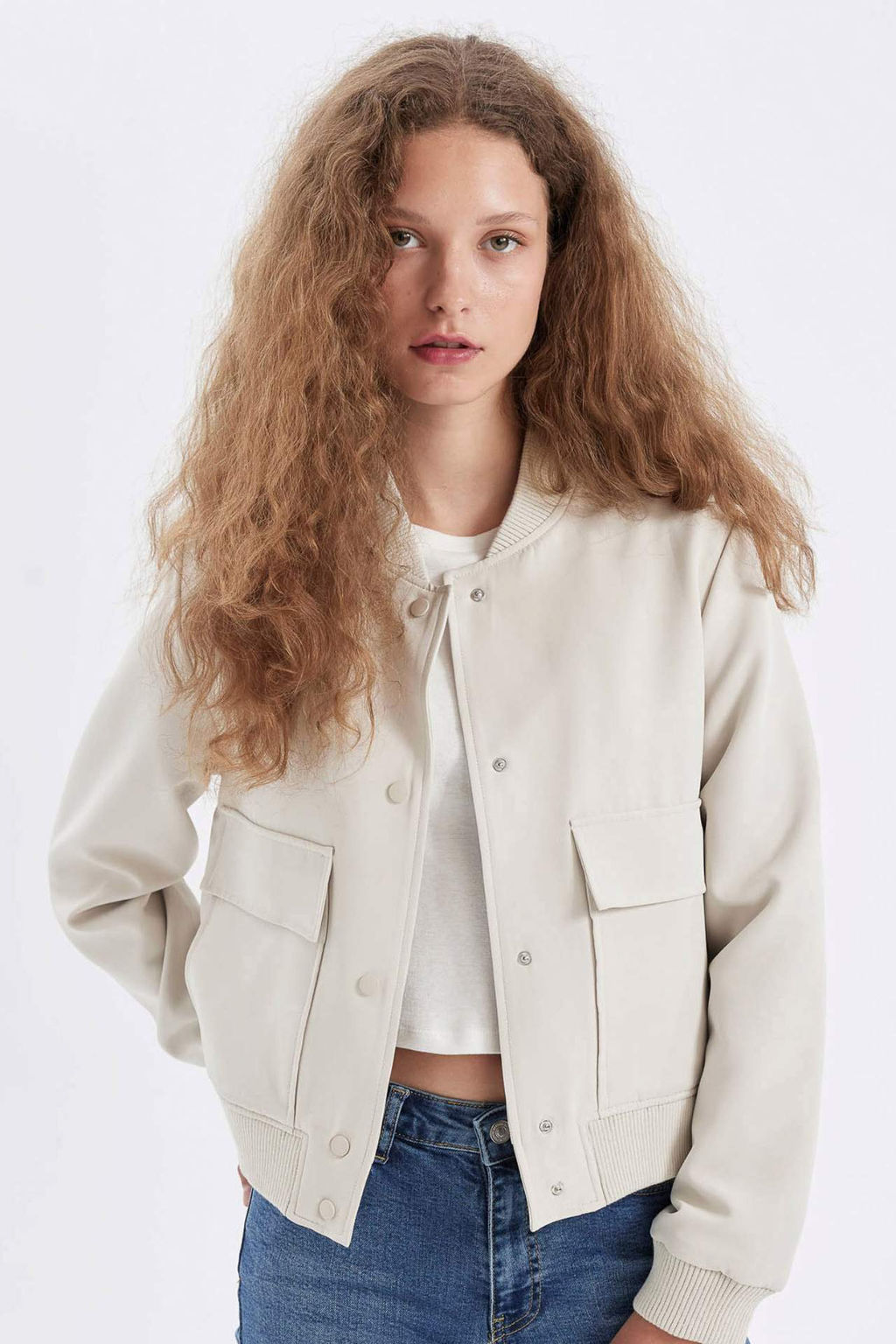 Su Itici Kolej Yaka Ruzgar Gecirmez C?tc?tl? Cepli K?sa Bomber Ceket - Defacto фото 2